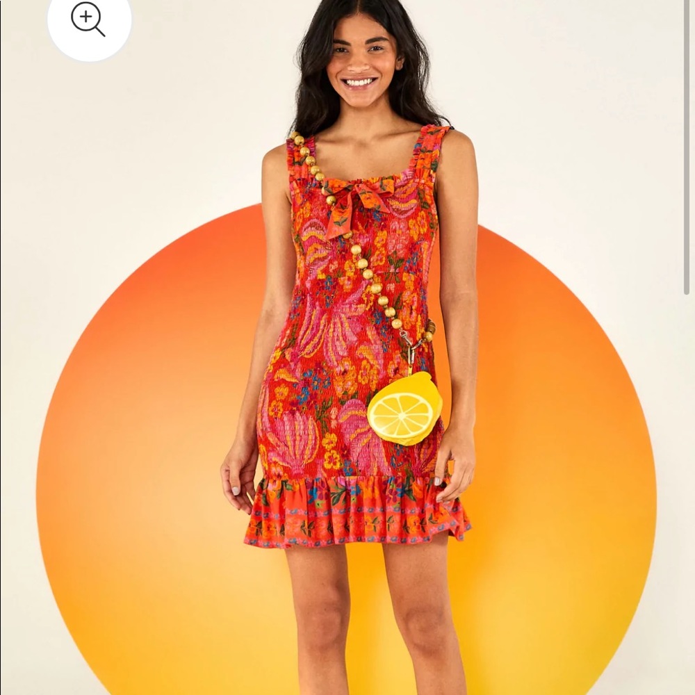 Farm Rio Red Spring Bananas Mini Dress